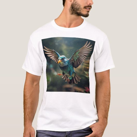 Lebhaftes Bird Tattoo-Design T-Shirt (Vorderseite)
