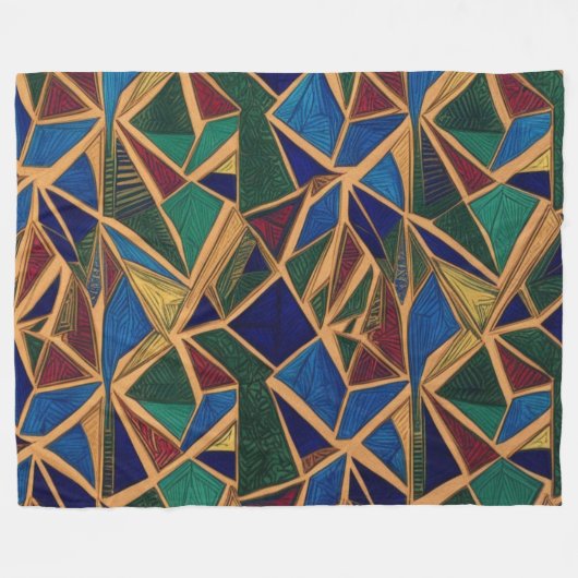 Lebhaftes, blaues, grünes und rotes geometrisches  fleecedecke (Vorderseite (Horizontal))