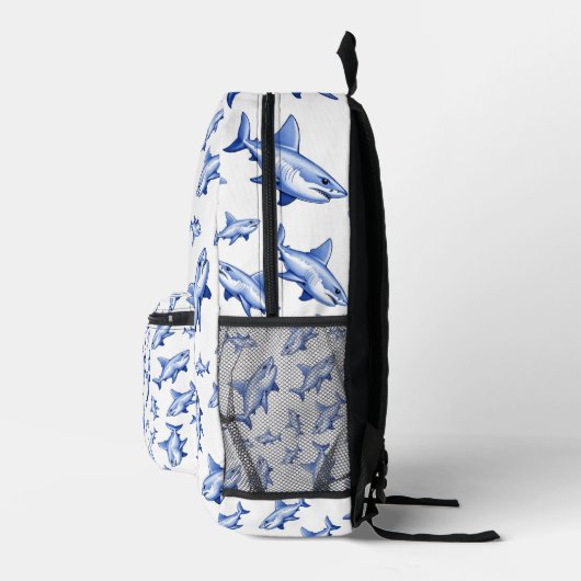 Lebhaftes Blaues Haimuster Bedruckter Rucksack (Rechts)