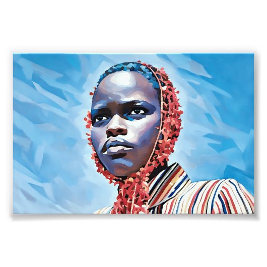 Lebhaftes blaues Portrait Fotodruck (Vorne)