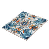 Lebhaftes blaues und orangefarbenes Muster Fliese (Seite)