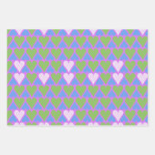 Lebhaftes blaugrünes Lila Herzmuster Geschenkpapier Set (Vorderseite 3)