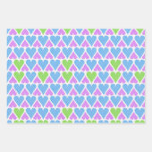 Lebhaftes blaugrünes Lila Herzmuster Geschenkpapier Set (Vorderseite)