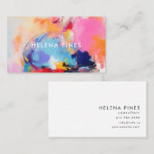 Lebhaftes Blauorange Rosa Moderne Abstrakte Malere Visitenkarte (Vorne/Hinten)