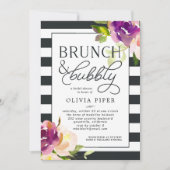 Lebhaftes Bloom Brunch & Bubbly Brautparty lädt ei Einladung (Vorderseite)