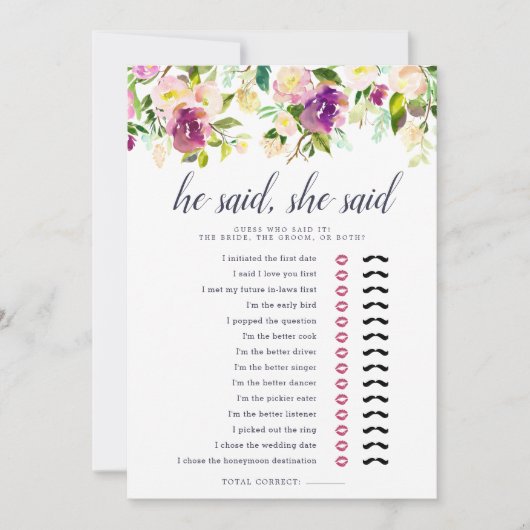 Lebhaftes Bloom-Doppelseitiges Brautparty-Spiel (Vorderseite)