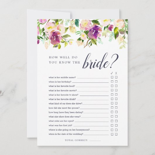 Lebhaftes Bloom-Doppelseitiges Brautparty-Spiel (Vorderseite)