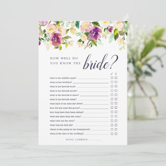 Lebhaftes Bloom-Doppelseitiges Brautparty-Spiel (Stehend Vorderseite)