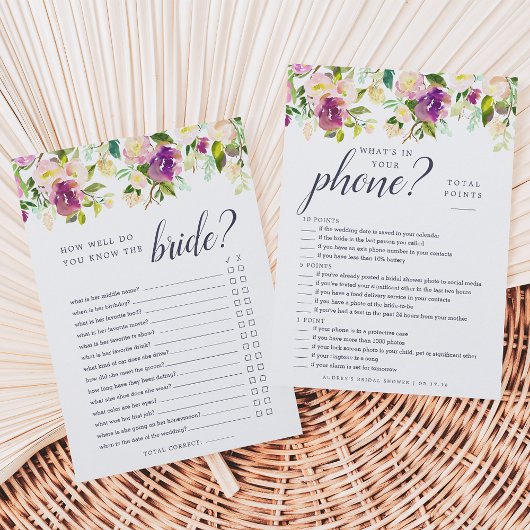 Lebhaftes Bloom-Doppelseitiges Brautparty-Spiel