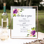 Lebhaftes Bloom Wedding Bar Menu Sign Poster