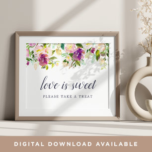 Lebhaftes Bloom Wedding Dessert Bar Sign Poster