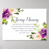 Lebhaftes Bloom Wedding Memorial Sign Poster (Vorne)