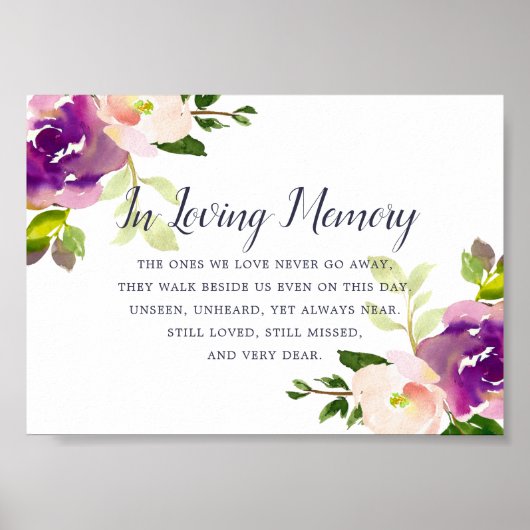 Lebhaftes Bloom Wedding Memorial Sign Poster (Vorne)