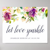 Lebhaftes Bloom Wedding Sparker Sendoff Sign Poster (Vorne)