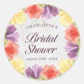 Lebhaftes Blooms Marble Brautparty Runder Aufkleber (Vorderseite)