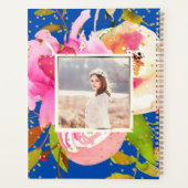 Lebhaftes Blue Floral- und Confetti-Foto Planer (Rückseite)