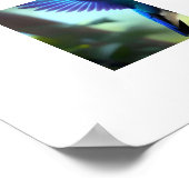 Lebhaftes Blue & White Hummingbird in Flight Poste Poster (Ecke)