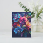 Lebhaftes BlumenBouquet mit Neon-Blume Postkarte (Stehend Vorderseite)