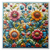 Lebhaftes Blumendesign Fliese (Vorderseite)