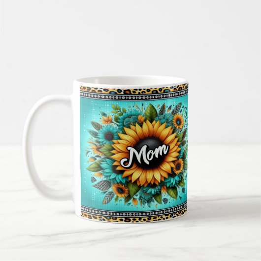 Lebhaftes Blumendesign mit Mama in fett Kaffeetasse (Links)