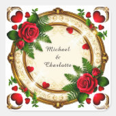 Lebhaftes Blumendesign Quadratischer Aufkleber (Vorderseite)