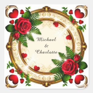 Lebhaftes Blumendesign Quadratischer Aufkleber