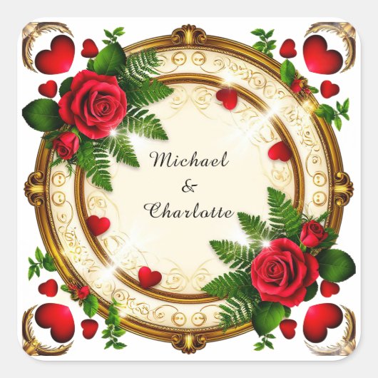 Lebhaftes Blumendesign Quadratischer Aufkleber (Vorderseite)