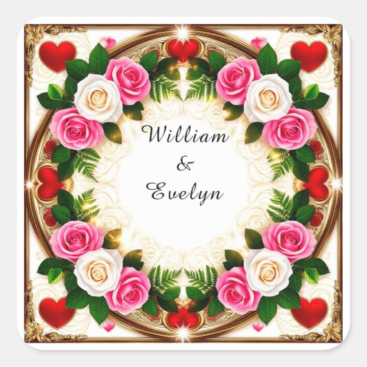 Lebhaftes Blumendesign Quadratischer Aufkleber (Vorderseite)