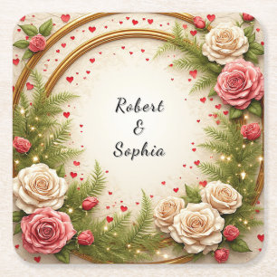 Lebhaftes Blumendesign Rechteckiger Pappuntersetzer