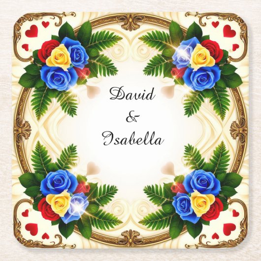 Lebhaftes Blumendesign Rechteckiger Pappuntersetzer (Vorderseite)