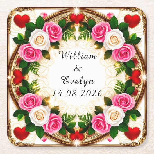 Lebhaftes Blumendesign Rechteckiger Pappuntersetzer (Vorderseite)