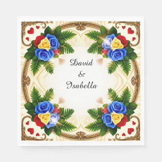 Lebhaftes Blumendesign Serviette (Vorderseite)