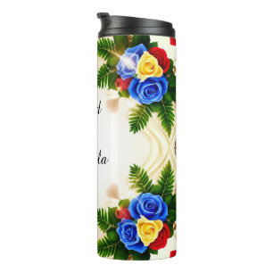 Lebhaftes Blumendesign Thermosbecher