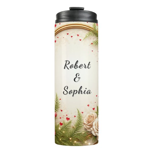 Lebhaftes Blumendesign Thermosbecher (Vorderseite)