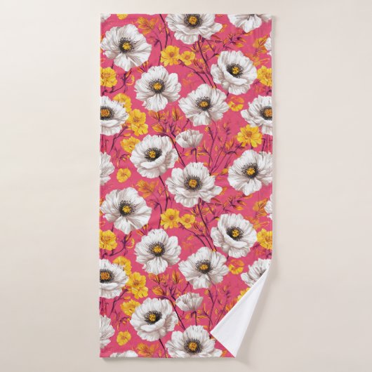 Lebhaftes Blumenmuster Badehandtuch (Badehandtuch)