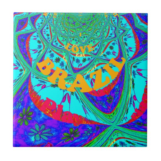 Lebhaftes Blumenmuster: brasilianischer Tribute Ea Fliese (Vorderseite)