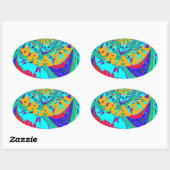 Lebhaftes Blumenmuster: brasilianischer Tribute Ea Ovaler Aufkleber (Blatt)