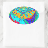 Lebhaftes Blumenmuster: brasilianischer Tribute Ea Ovaler Aufkleber (Tasche)