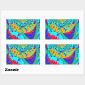 Lebhaftes Blumenmuster: brasilianischer Tribute Ea Rechteckiger Aufkleber (Blatt)