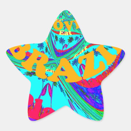 Lebhaftes Blumenmuster: brasilianischer Tribute Ea Stern-Aufkleber (Vorderseite)