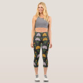 Lebhaftes Blumenmuster Capri Leggings (Vorderseite)