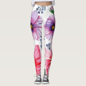 Lebhaftes Blumenmuster-Design, das Mädchen zu eine Leggings (Vorderseite)