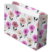 Lebhaftes Blumenmuster Große Geschenktüte (Vorderseite Schrägansicht)