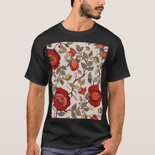 Lebhaftes Blumenmuster: HandGezeichnet Muster T-Shirt (Vorderseite)