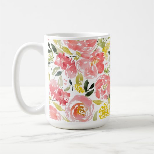 Lebhaftes Blumenmuster  Kaffeetasse (Links)