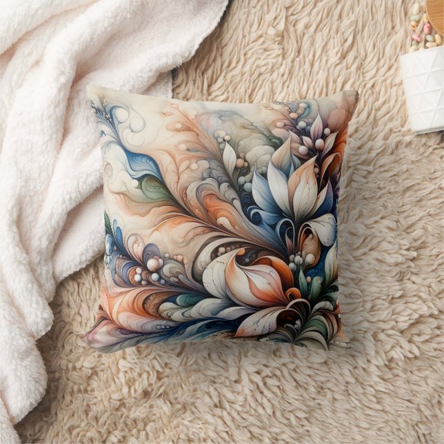 Lebhaftes Blumenmuster Kissen (Decke)