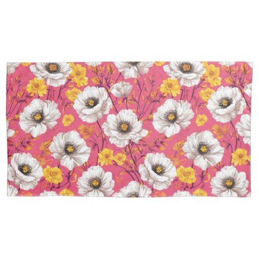 Lebhaftes Blumenmuster Kissenbezug (Vorderseite)