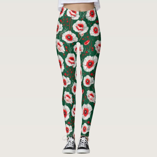 Lebhaftes Blumenmuster Leggings (Vorderseite)
