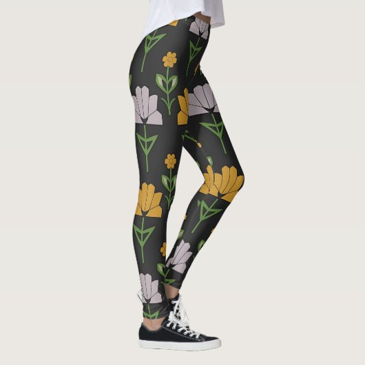 Lebhaftes Blumenmuster Leggings (Rechts)