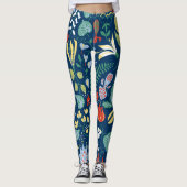 Lebhaftes Blumenmuster Leggings (Vorderseite)